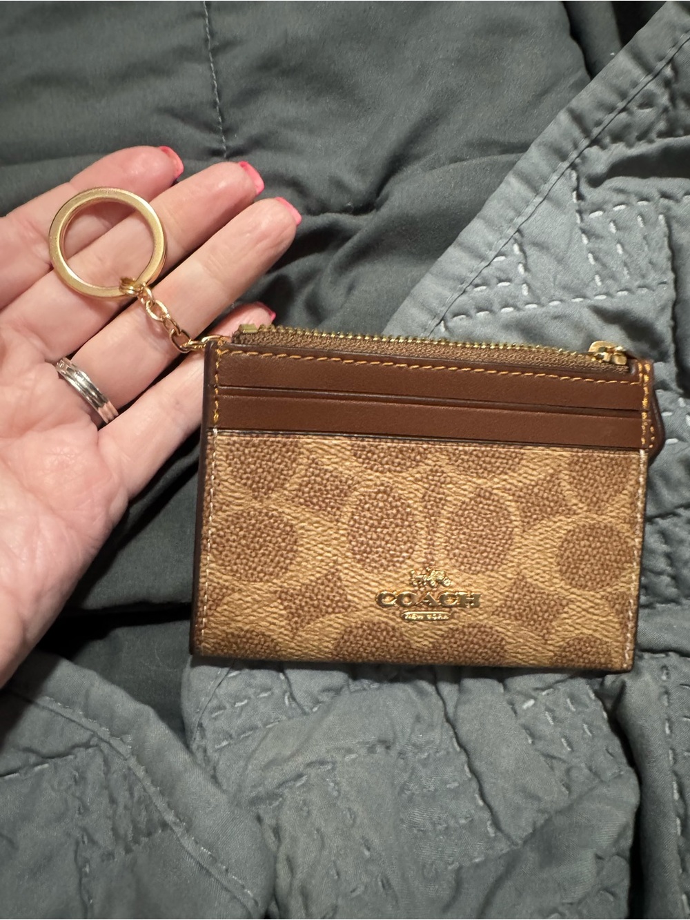 Coach Brown Signature Card Case with Gold Logo - Picture 4 of 4